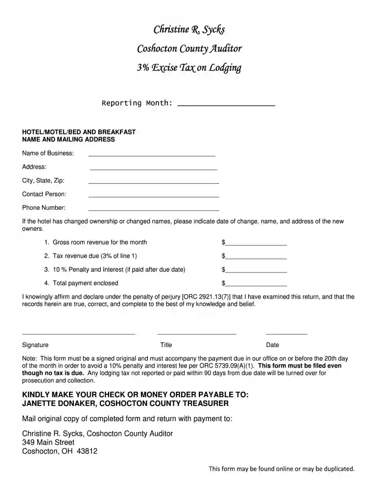 oh coshocton county tax lodging Preview on Page 1