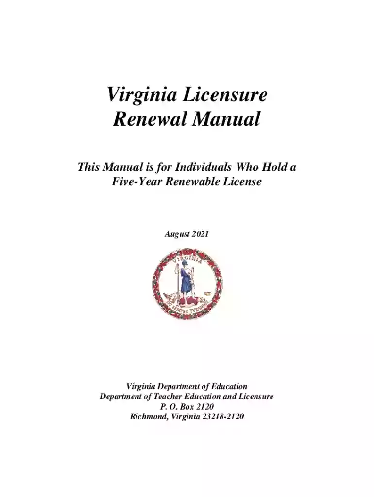 Virginia Licensure Renewal Manual - sbo nn k12 va us Preview on Page 1