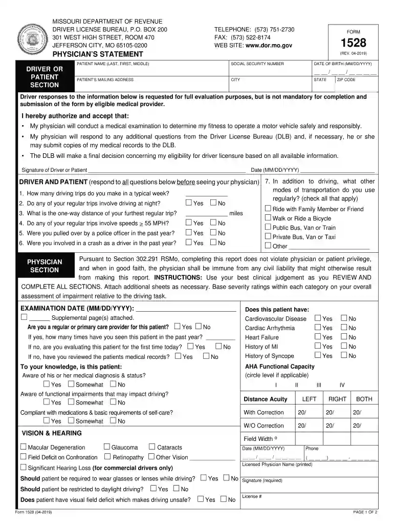 form 1528 Preview on Page 1