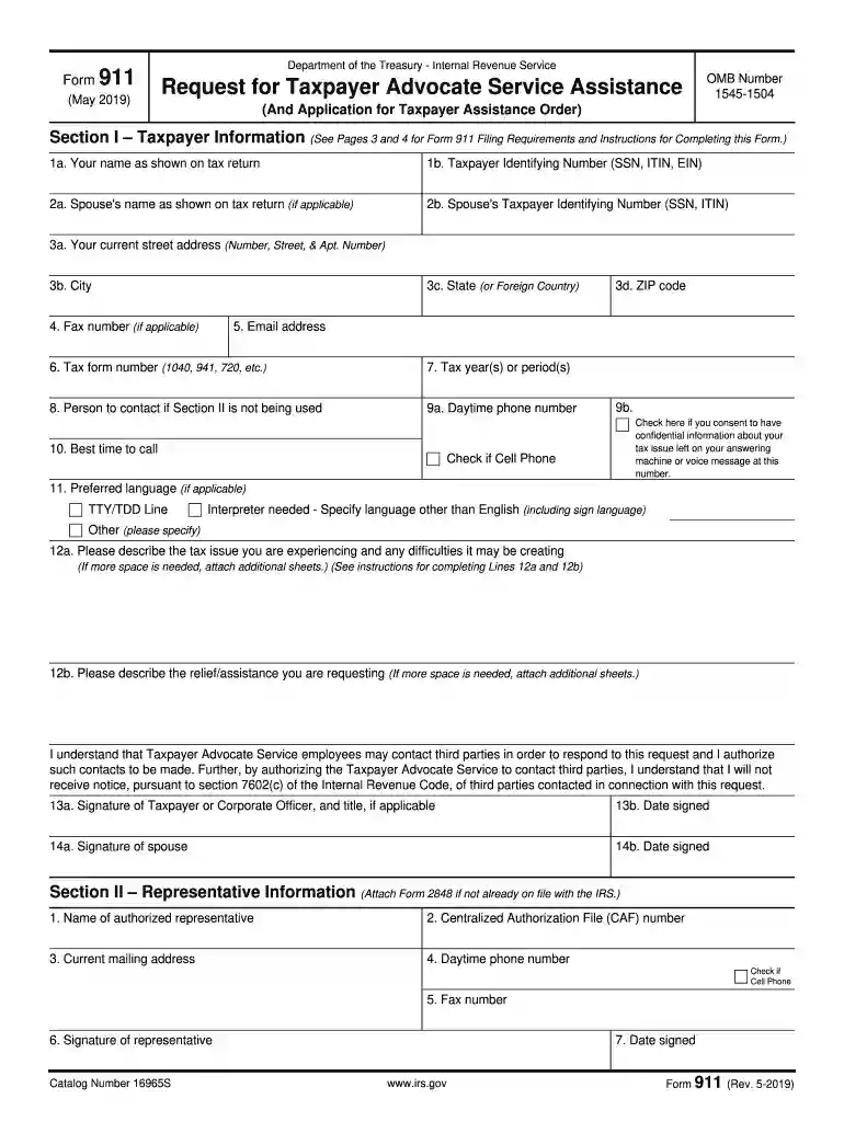 irs form 911 Preview on Page 1