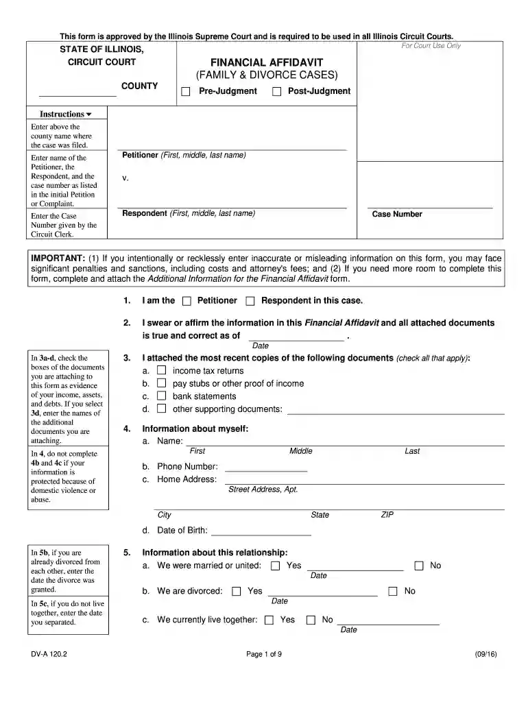 financial affidavit illinois Preview on Page 1