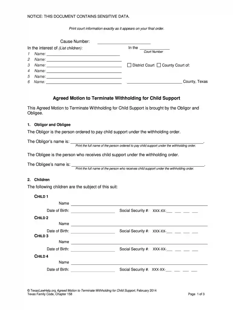 petition to terminate child support Preview on Page 1
