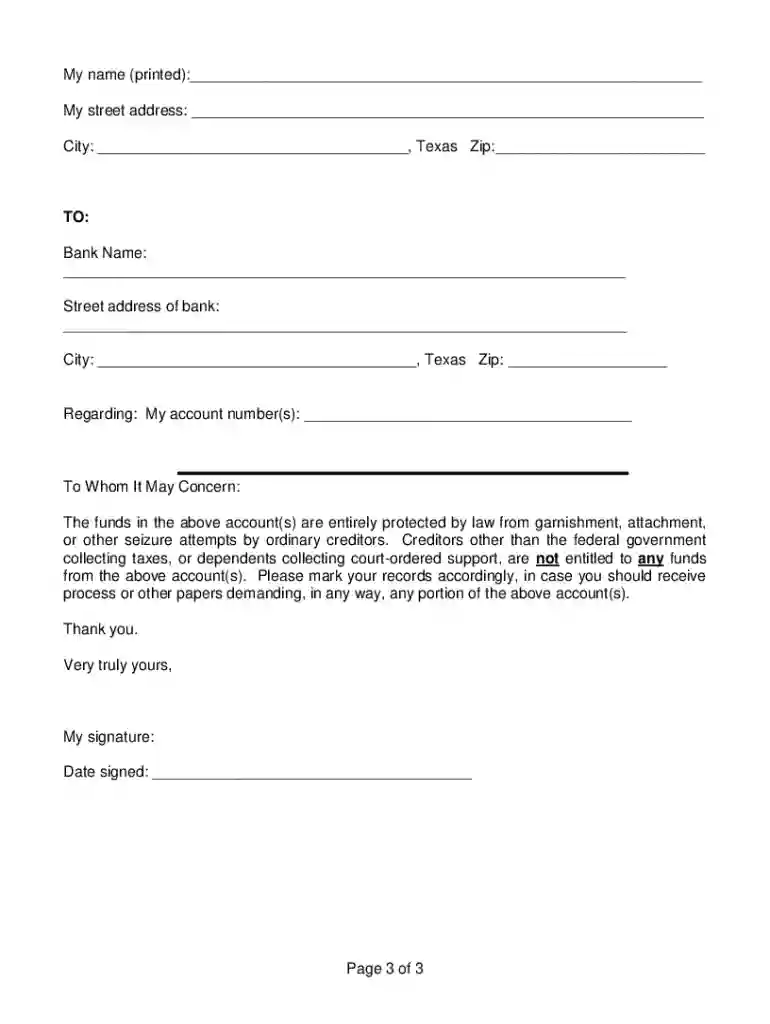 anti garnishment letter Preview on Page 1