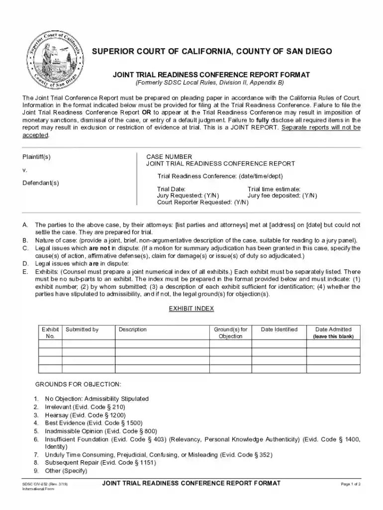 joint trial readiness conference report Preview on Page 1