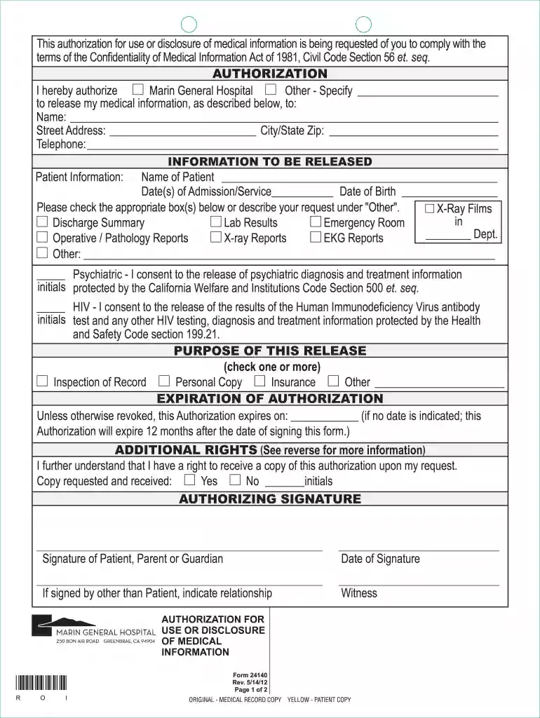 marin general hospital medical records Preview on Page 1