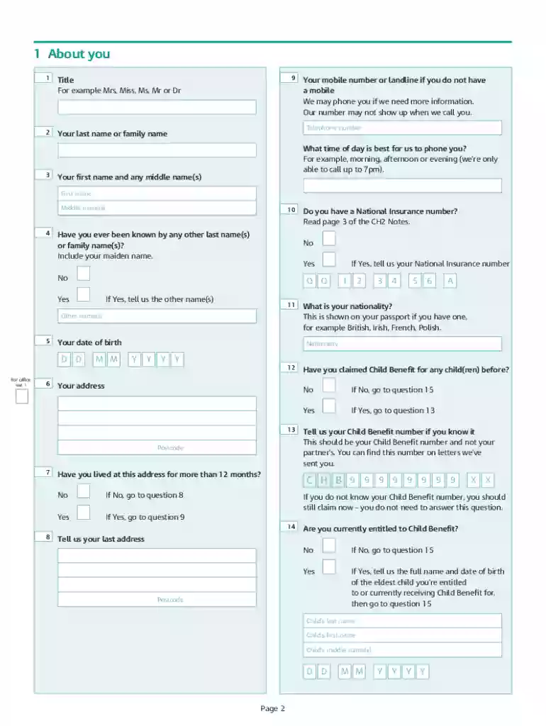 child benefit form no printer Preview on Page 1