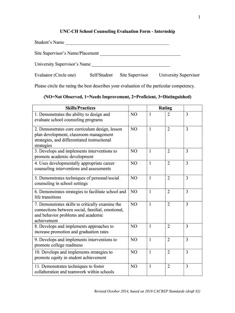 counseling evaluation form Preview on Page 1
