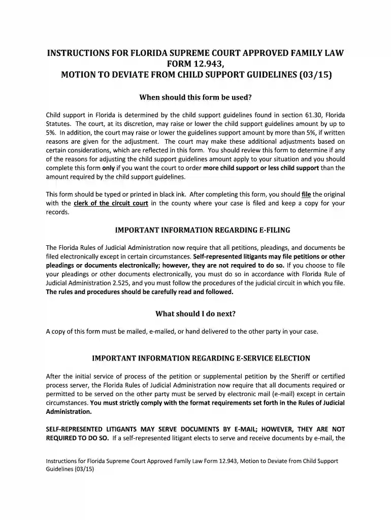 MOTION TO DEVIATE FROM CHILD SUPPORT GUIDELINES (03 15) Preview on Page 1