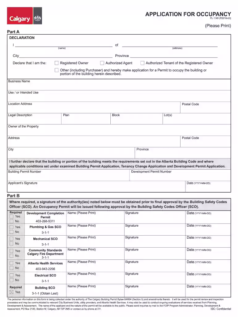 occupancy permit calgary Preview on Page 1