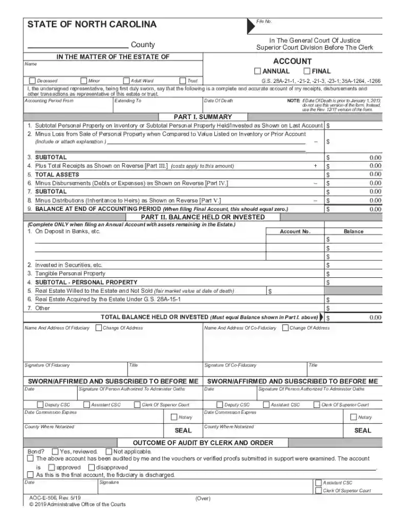 nc estate forms aoc e 506 Preview on Page 1