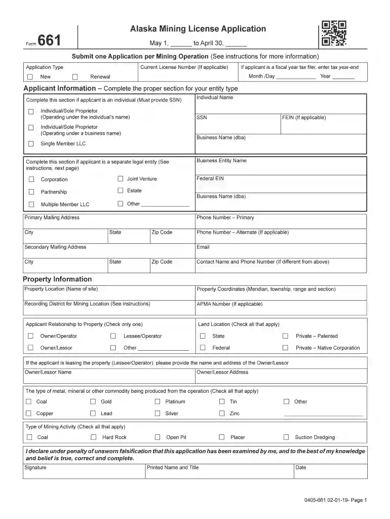 alaska mining license application Preview on Page 1