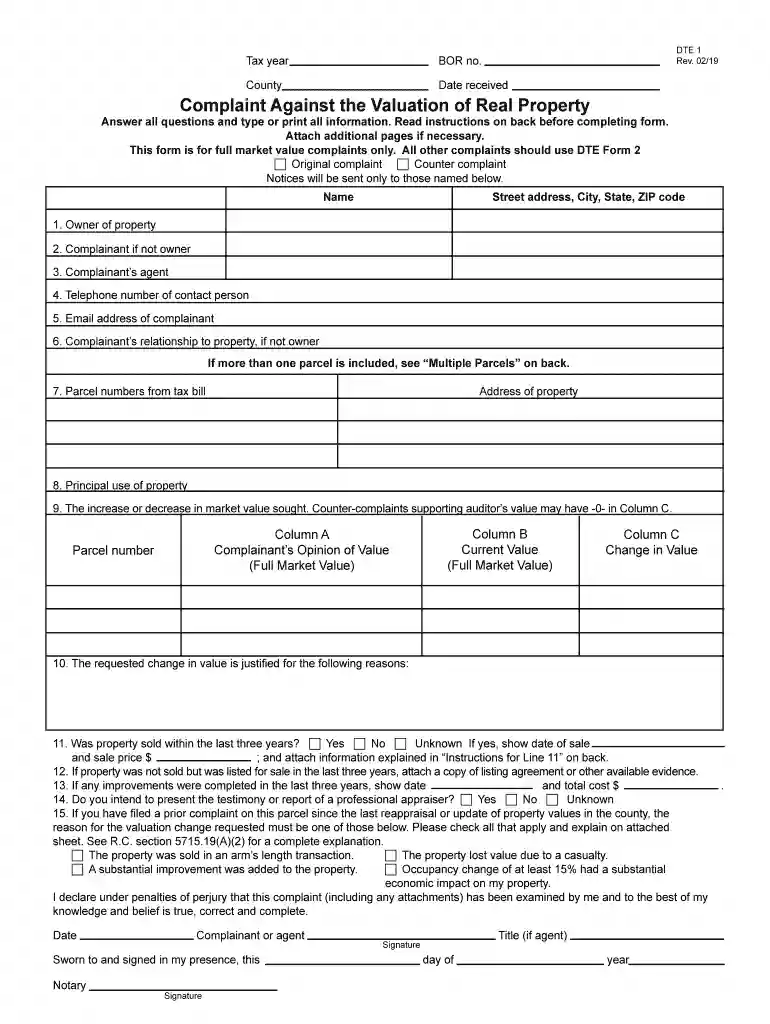 dte 1 form Preview on Page 1
