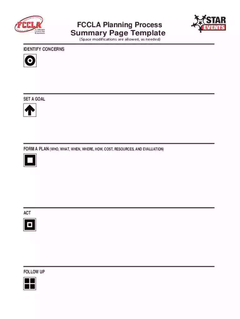 FCCLA Planning Process Template Preview on Page 1