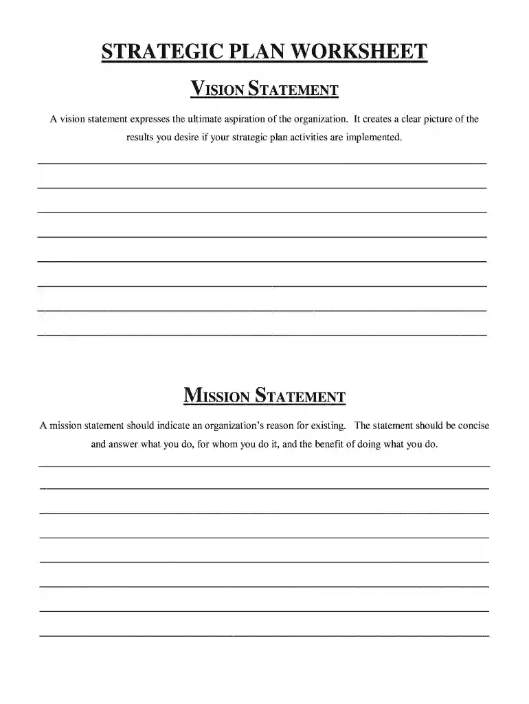 STRATEGIC PLAN WORKSHEET VISION STATEMENT Preview on Page 1