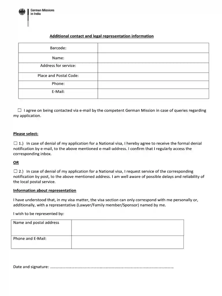what is barcode in additional contact and legal representation information Preview on Page 1