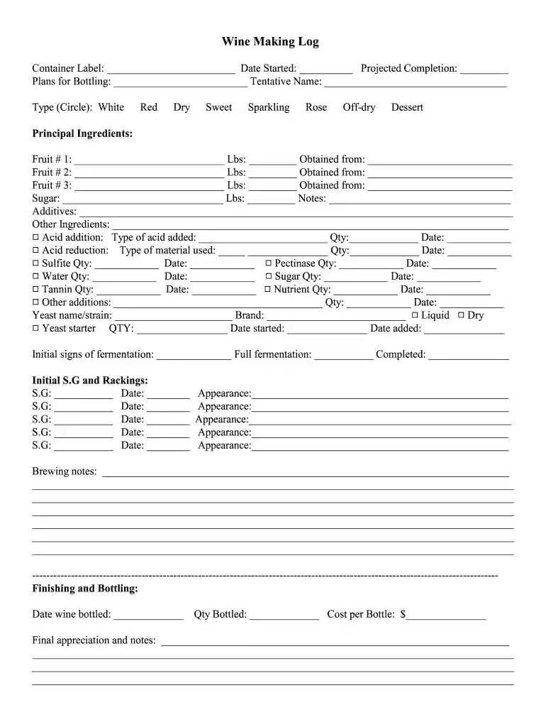 wine making log Preview on Page 1