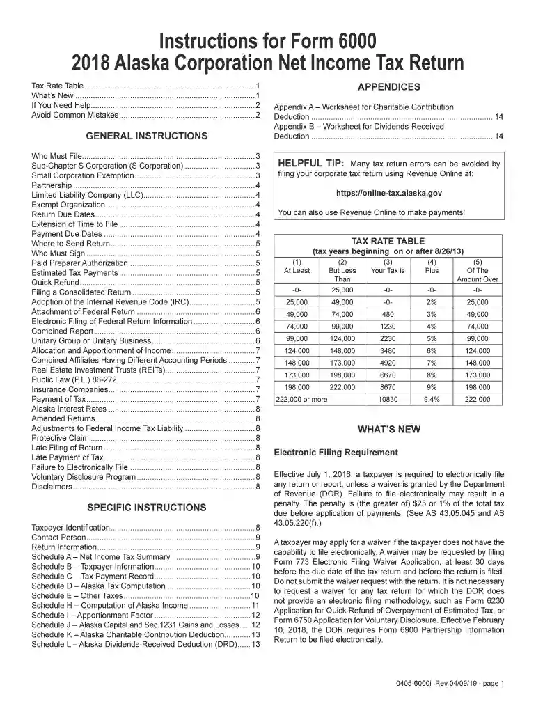 alaska form 6000 2019 instructions Preview on Page 1