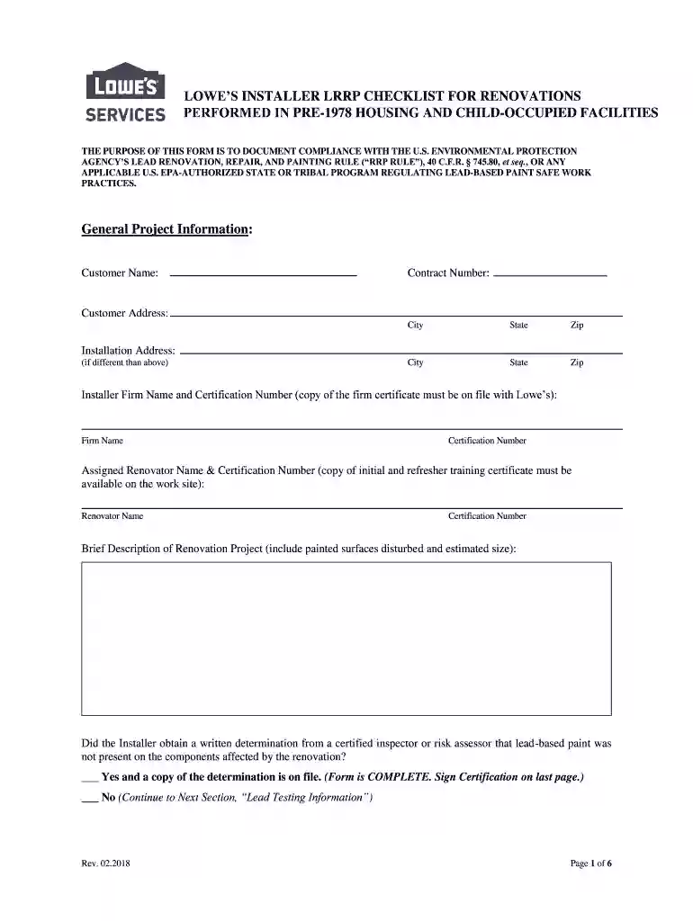 lowes lrrp checklist Preview on Page 1