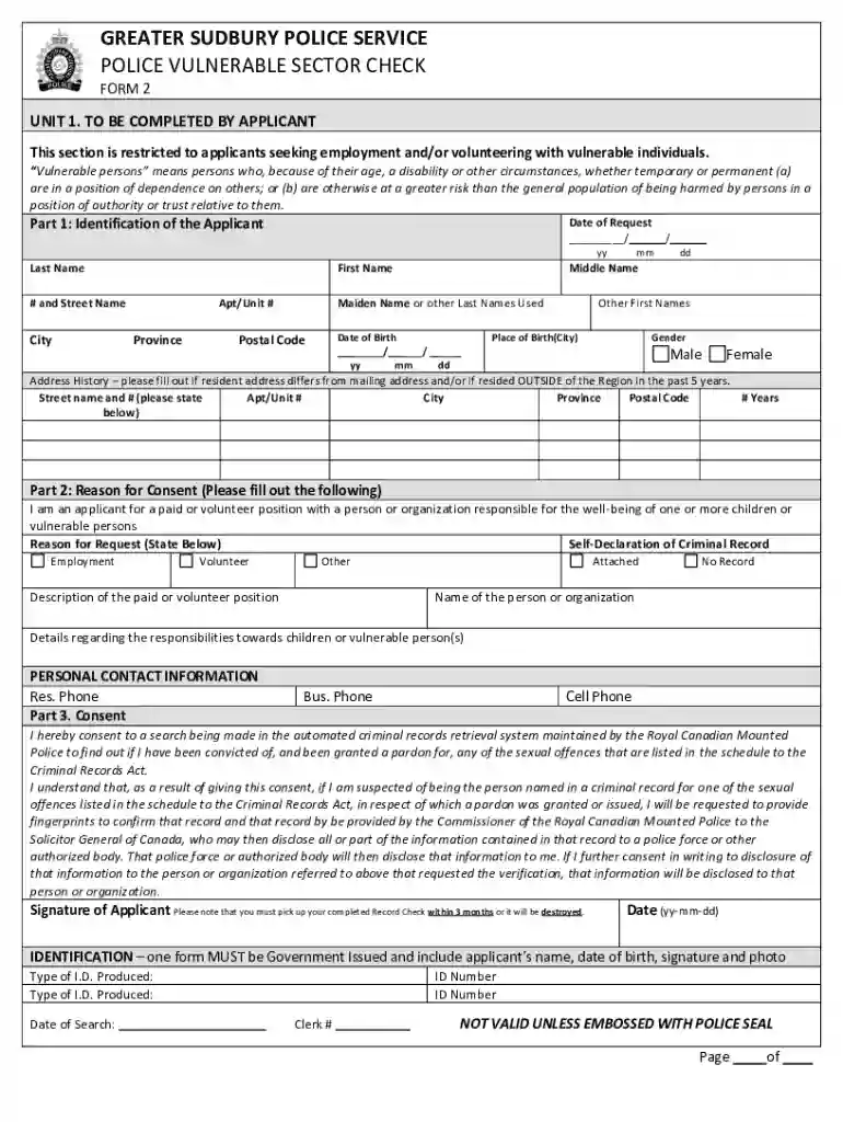 vulnerable sector check sudbury Preview on Page 1