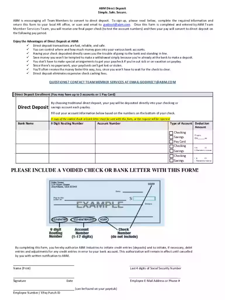 abm direct deposit Preview on Page 1