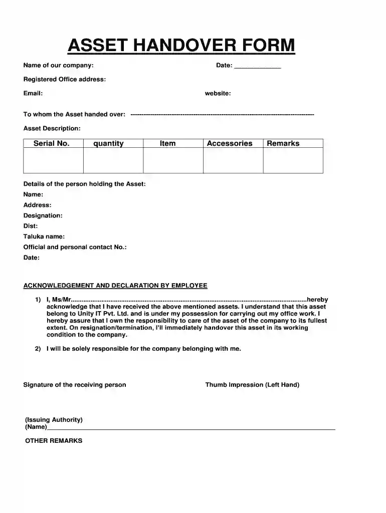 handover letter format in word Preview on Page 1