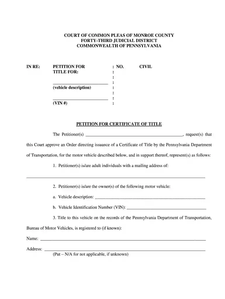 pa common pleas petition Preview on Page 1