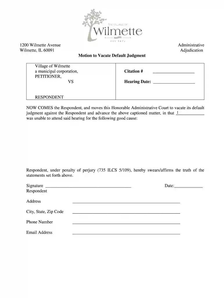 Motion to Vacate Default Judgment Preview on Page 1