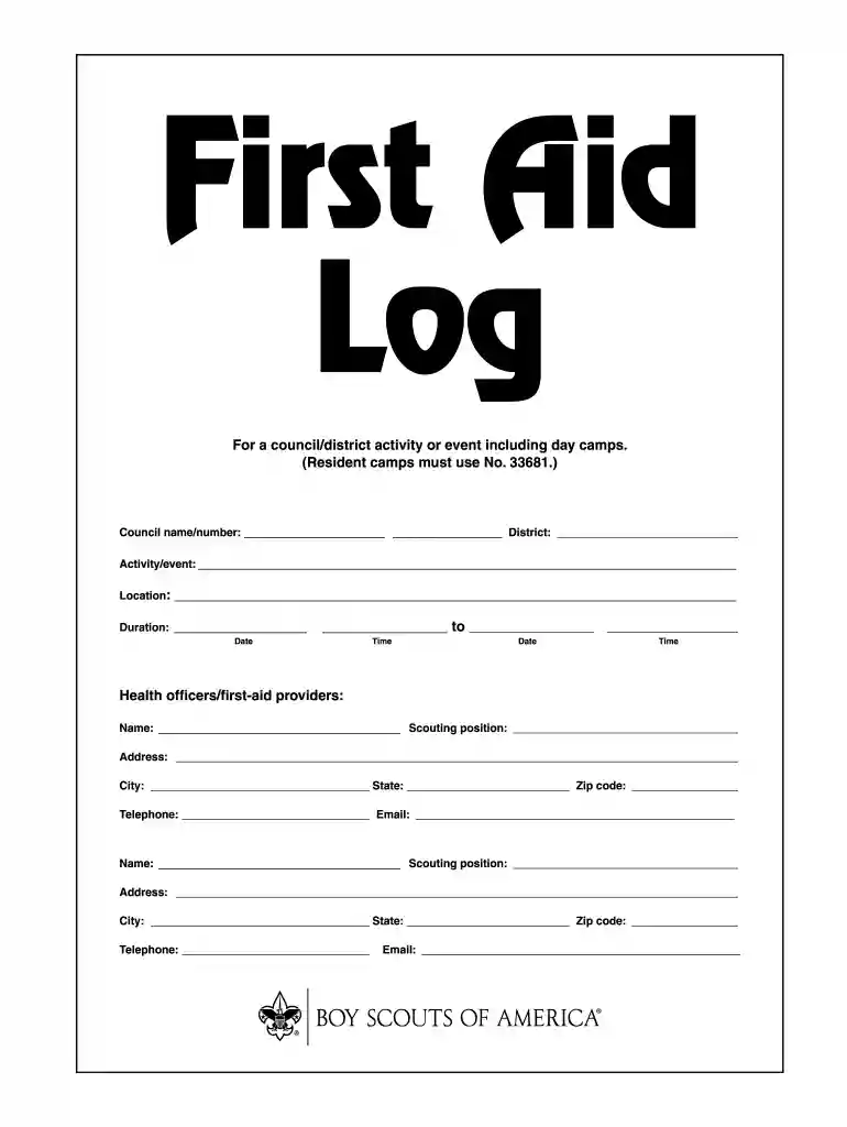 bsa first aid log Preview on Page 1