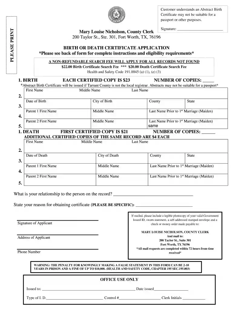 Customer understands an Abstract Birth Preview on Page 1