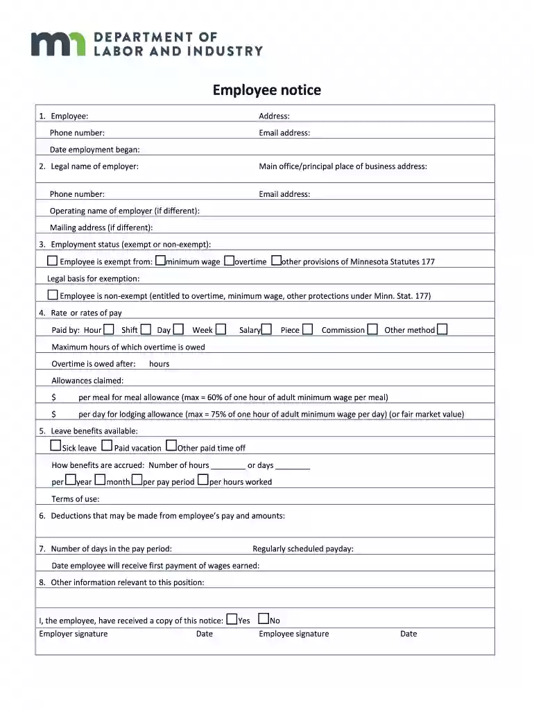employee notice sample Preview on Page 1
