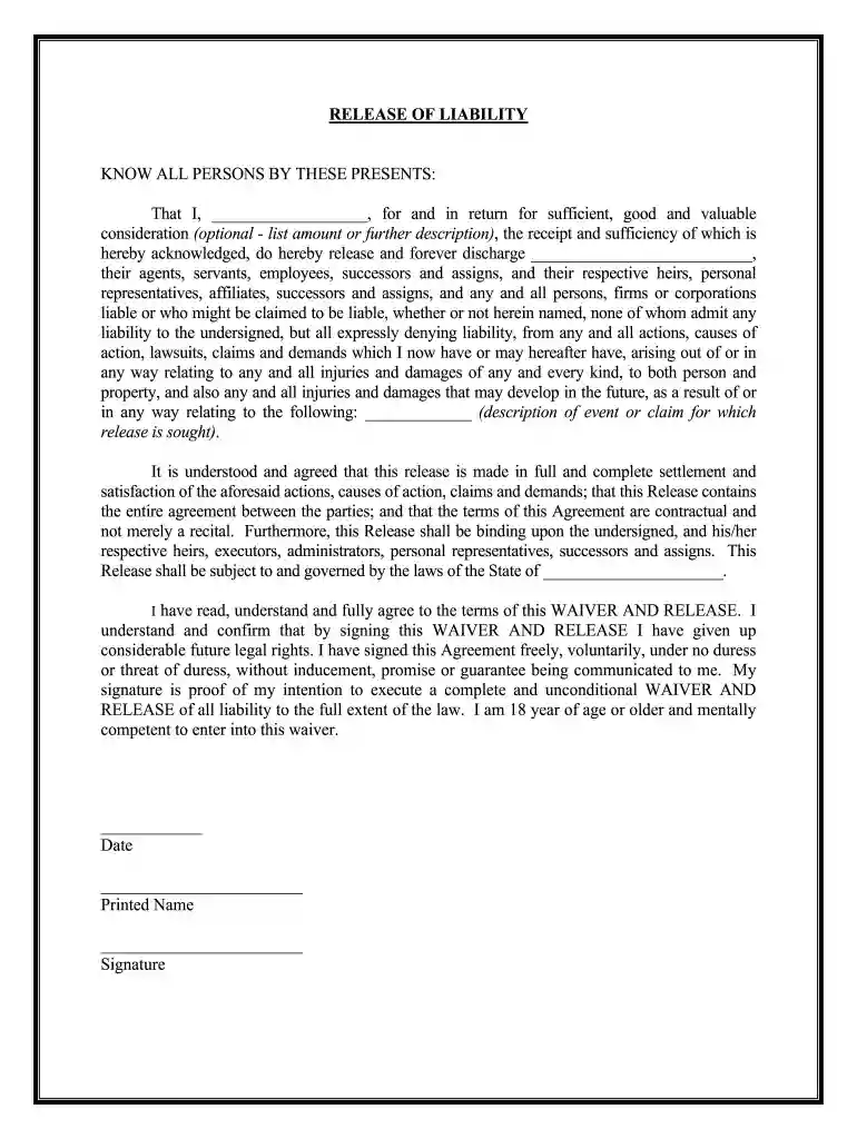 liability waiver Preview on Page 1