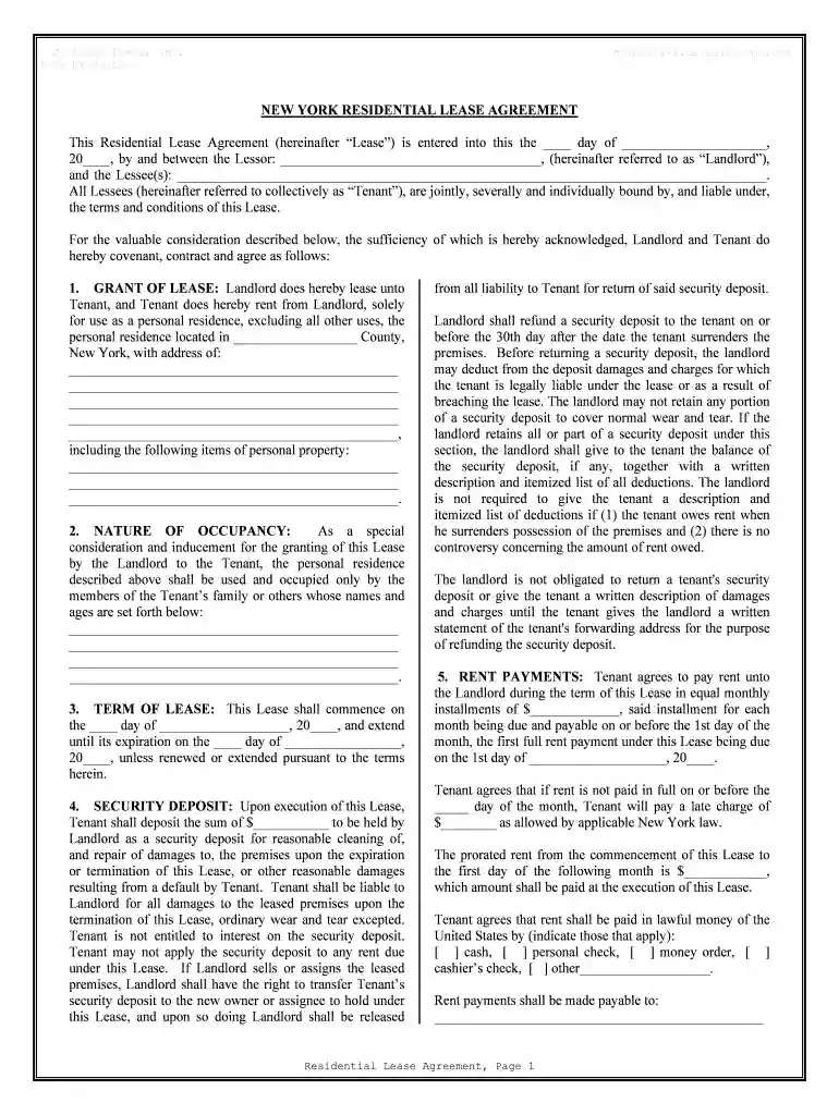 nyc lease agreement pdf Preview on Page 1