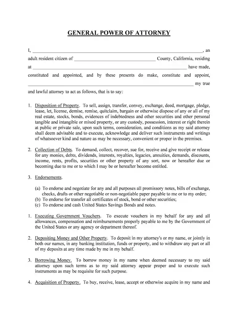power of attorney form san francisco Preview on Page 1
