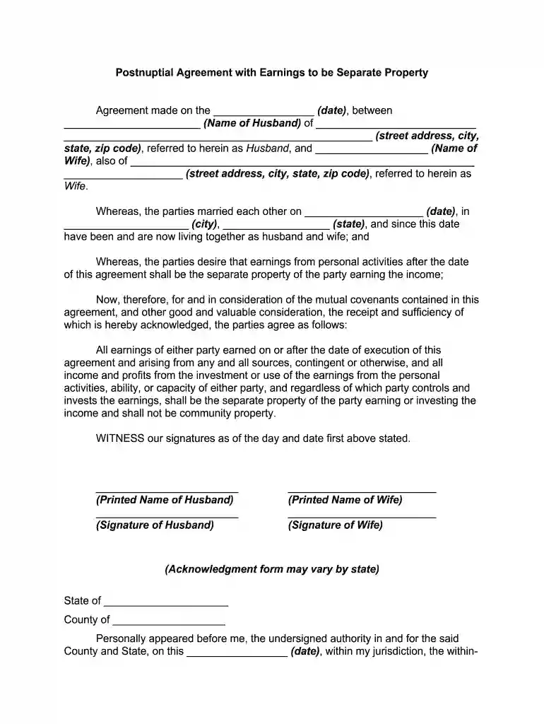 postnuptial agreement Preview on Page 1