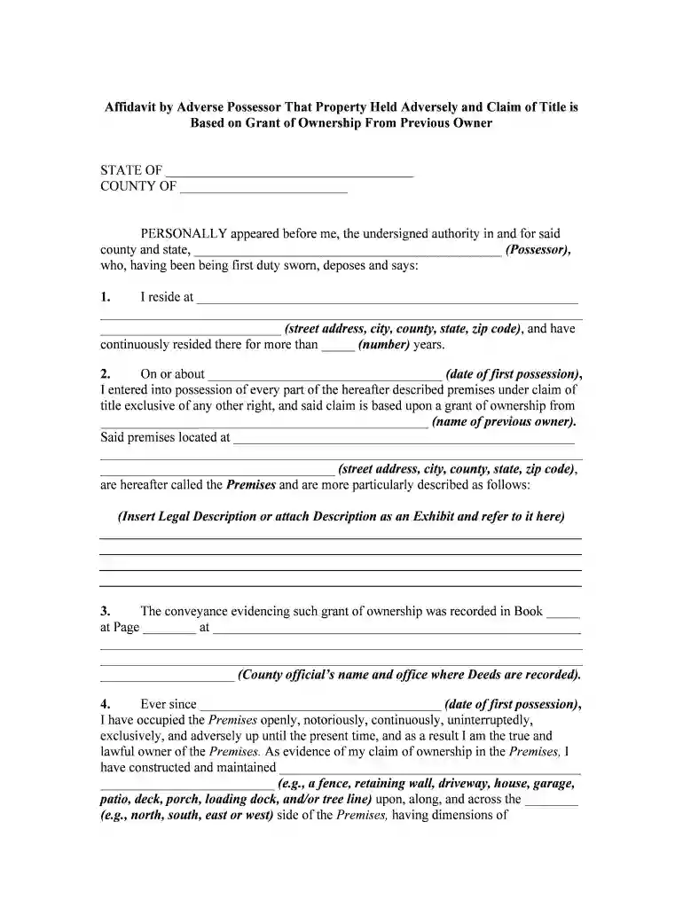 texas affidavit of adverse possession pdf Preview on Page 1