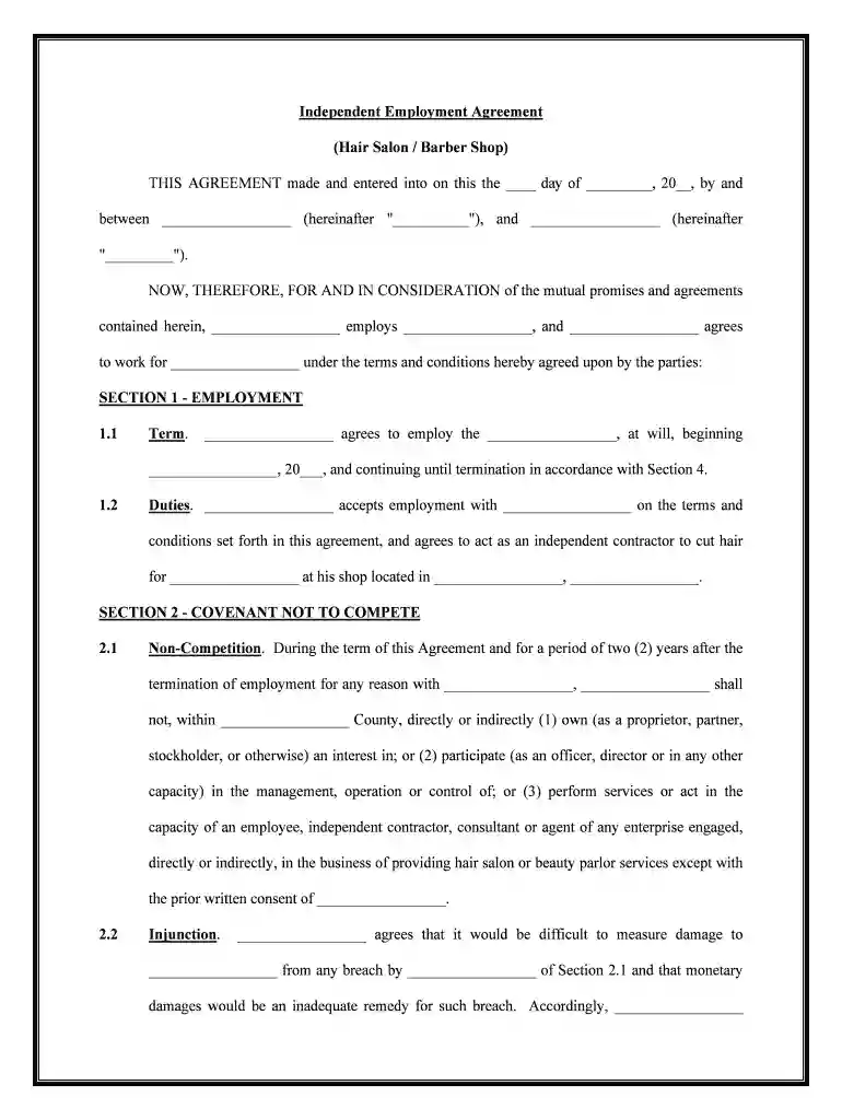barber contract Preview on Page 1
