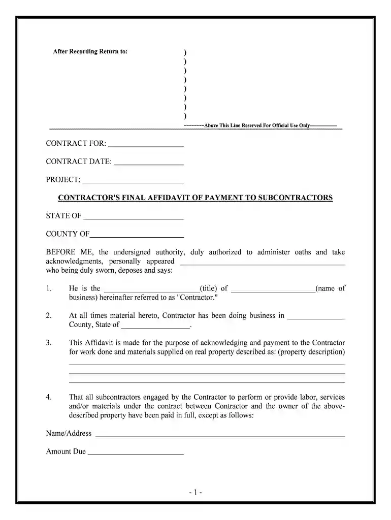 contractors affidavit Preview on Page 1
