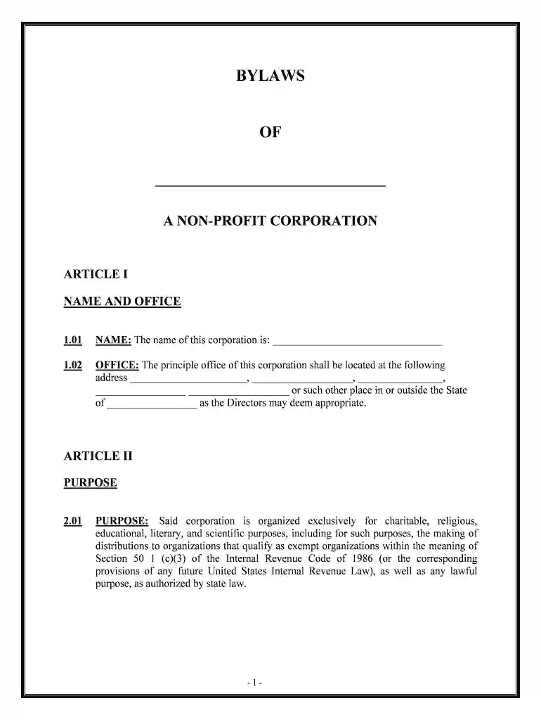 501c3 bylaws template Preview on Page 1