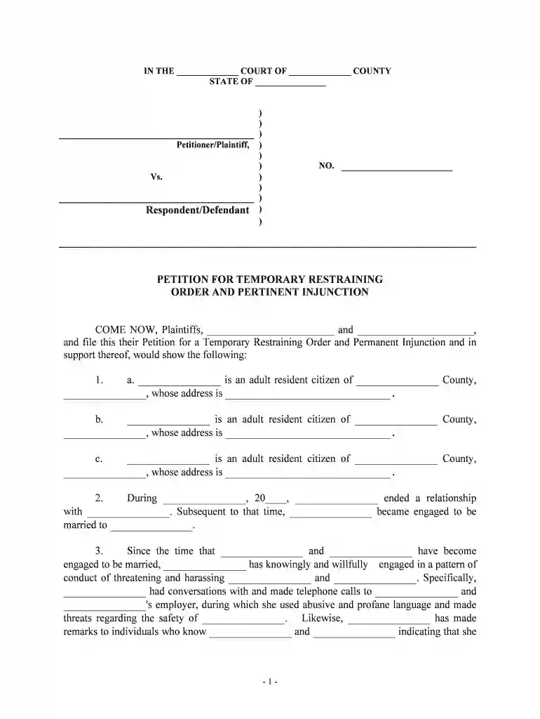 restraining order Preview on Page 1