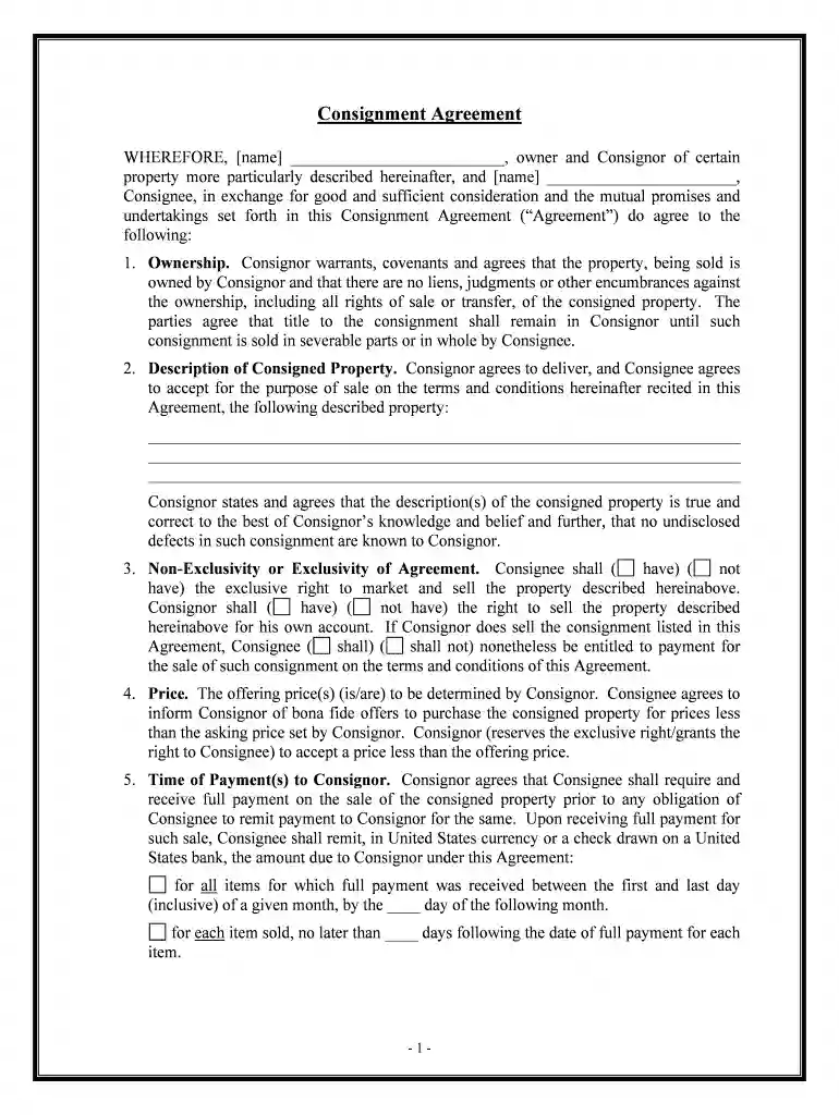 simple consignment agreement pdf Preview on Page 1