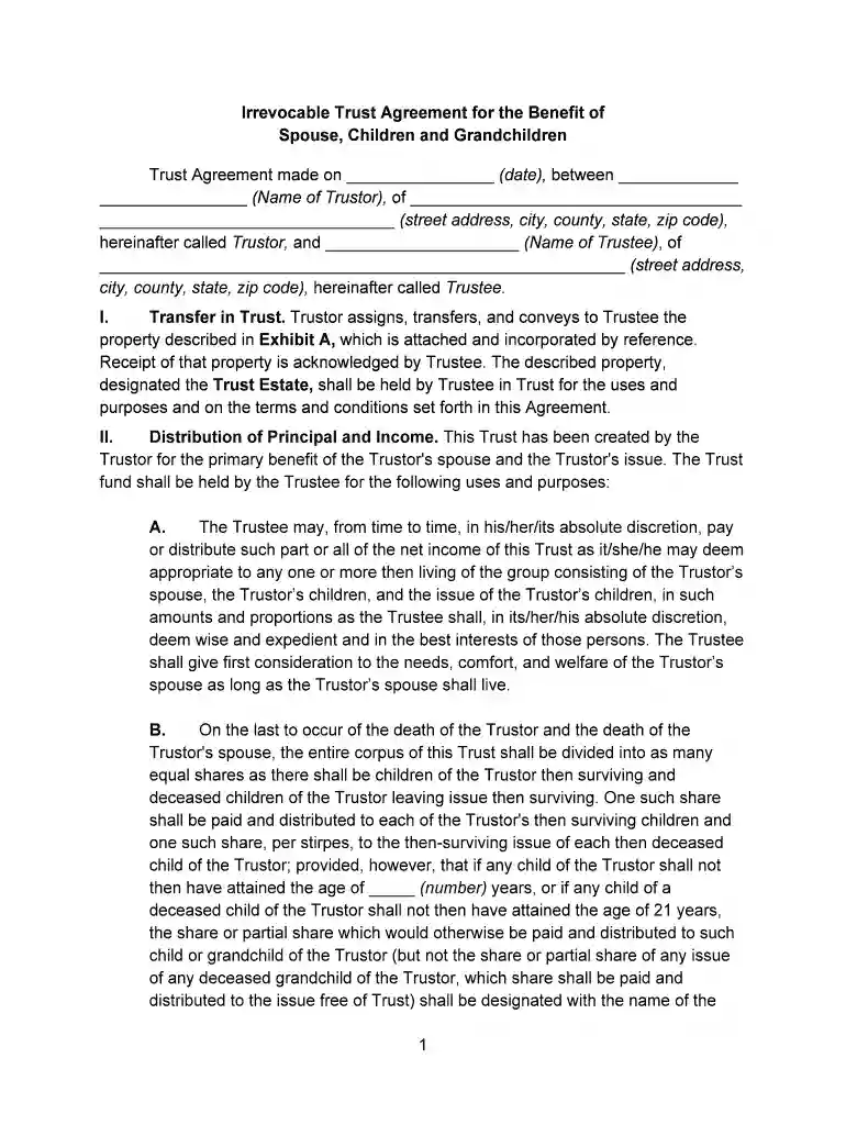 irrevocable trust online Preview on Page 1