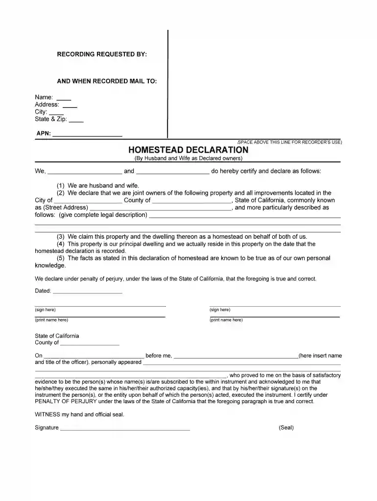 how to fill out a homestead declaration form Preview on Page 1