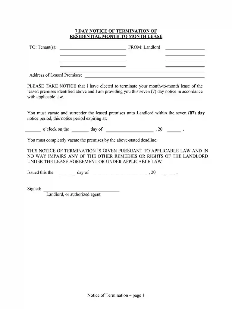 notice terminate lease Preview on Page 1