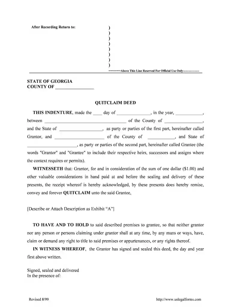 georgia quitclaim deed Preview on Page 1