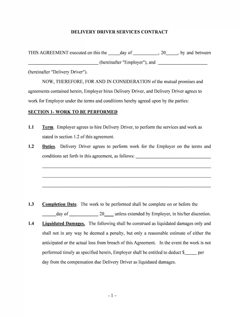 driver contract Preview on Page 1