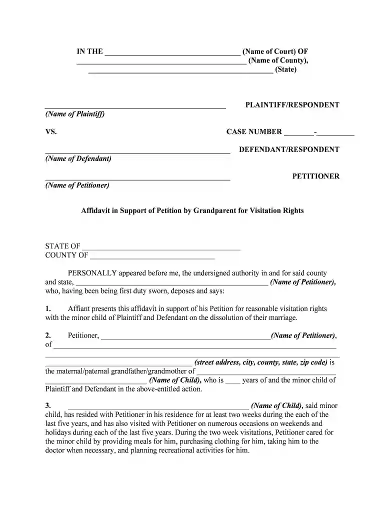 petition for grandparent visitation indiana forms Preview on Page 1