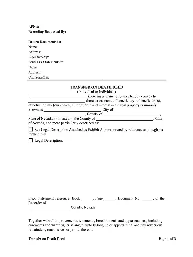 nevada transfer on death deed form Preview on Page 1