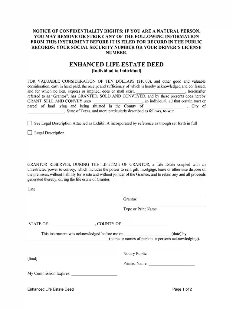 lady bird deed form Preview on Page 1