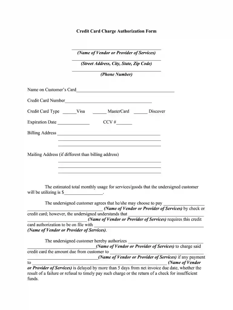 cc authorization form Preview on Page 1