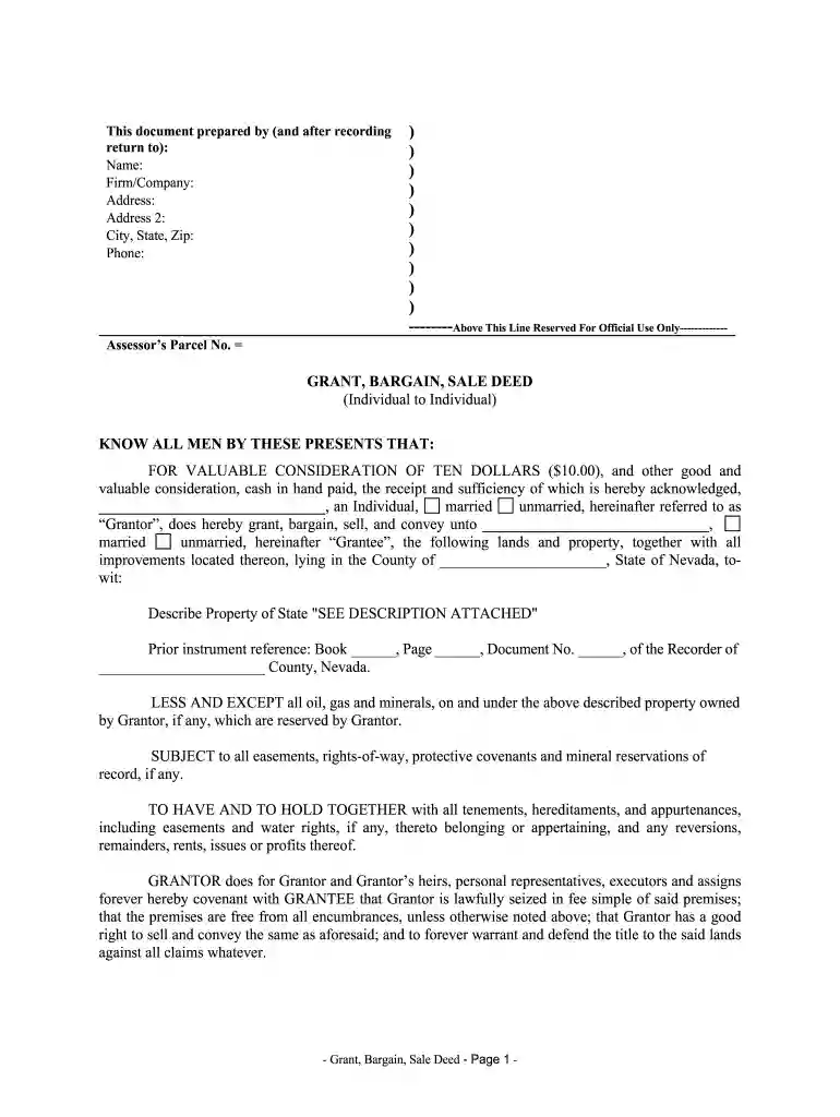 grant deed nevada Preview on Page 1